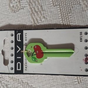 Diva House Green Jeweled Cherry Key New